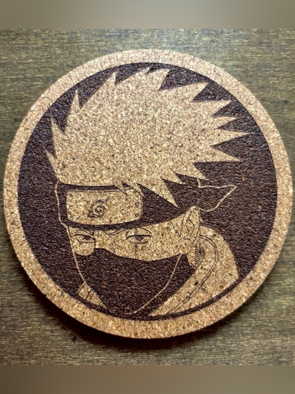 Naruto Kakashi Laser Engraved Cork Coaster #4